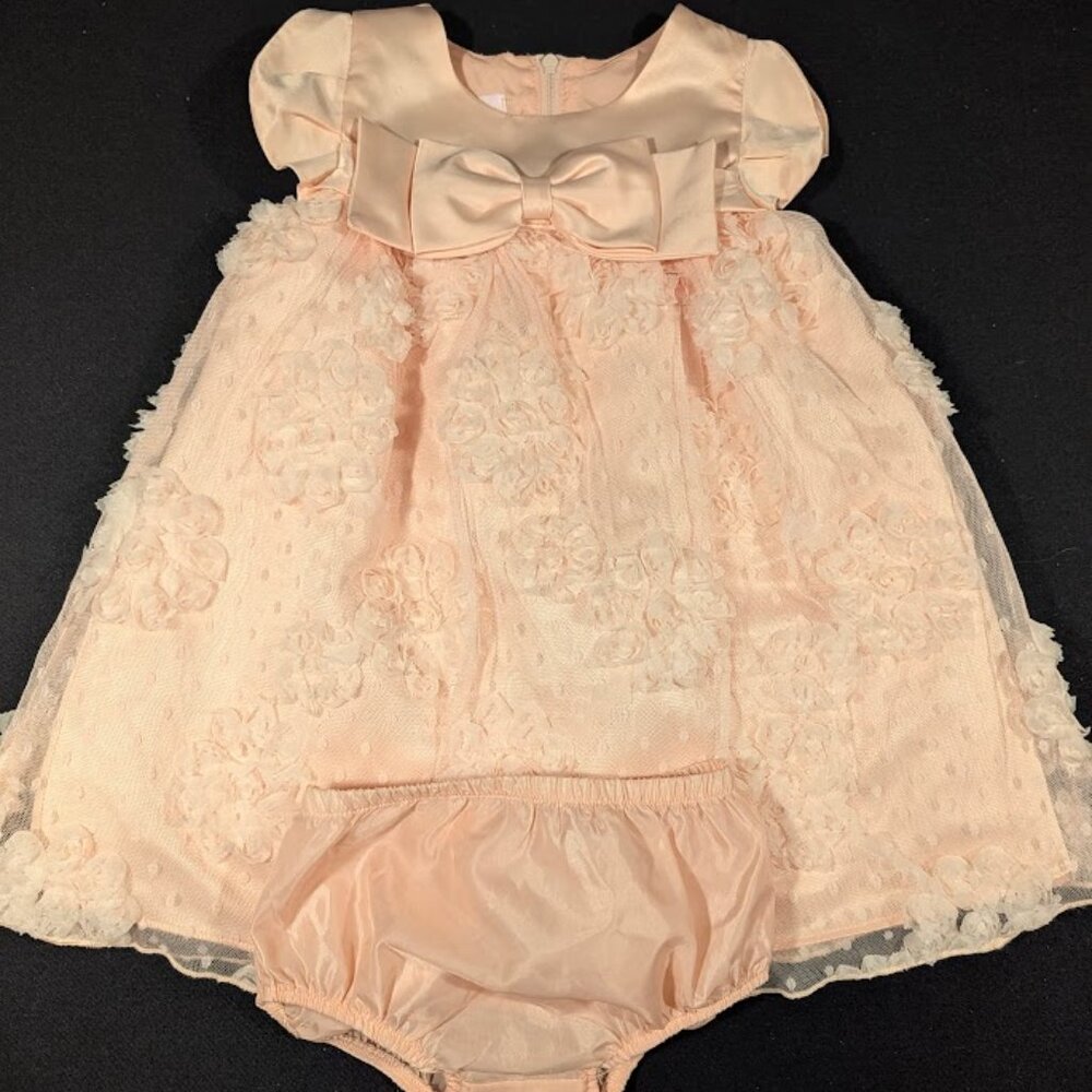 Pink Floral Lace Bow Dress Baby Girl 18 Months
